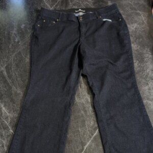 Woman Within Wide Leg Dark Denim Jeans 22 Elastic Stretch Band
